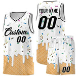 Custom White Basketball Kits with Ice Cream Element Pattern | BuyFootballJersey
