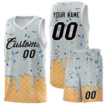 Custom Silver Basketball Kits with Ice Cream Element Pattern | BuyFootballJersey