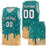 Custom Teal Basketball Kits with Ice Cream Element Pattern | BuyFootballJersey