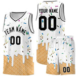 Custom White Basketball Kits with Ice Cream Element Pattern | BuyFootballJersey