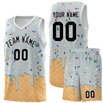 Custom Silver Basketball Kits with Ice Cream Element Pattern | BuyFootballJersey