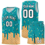 Custom Aqua Basketball Kits with Ice Cream Element Pattern | BuyFootballJersey