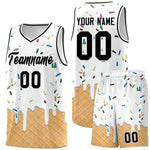 Custom White Basketball Kits with Ice Cream Element Pattern | BuyFootballJersey