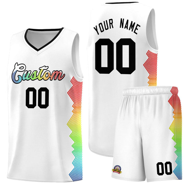 Custom White Denver Nuggets Rainbow Side Sports Uniform Basketball Jersey | BuyFootballJersey