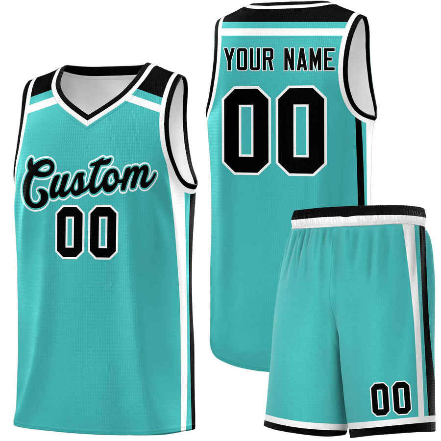 Custom Teal White Black Trendy Color Charge Series Sports Uniform Basketball Jersey | BuyFootballJersey