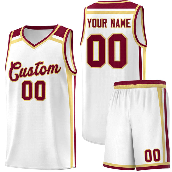 Custom White Khaki Crimson Trendy Color Charge Series Sports Uniform Basketball Jersey | BuyFootballJersey