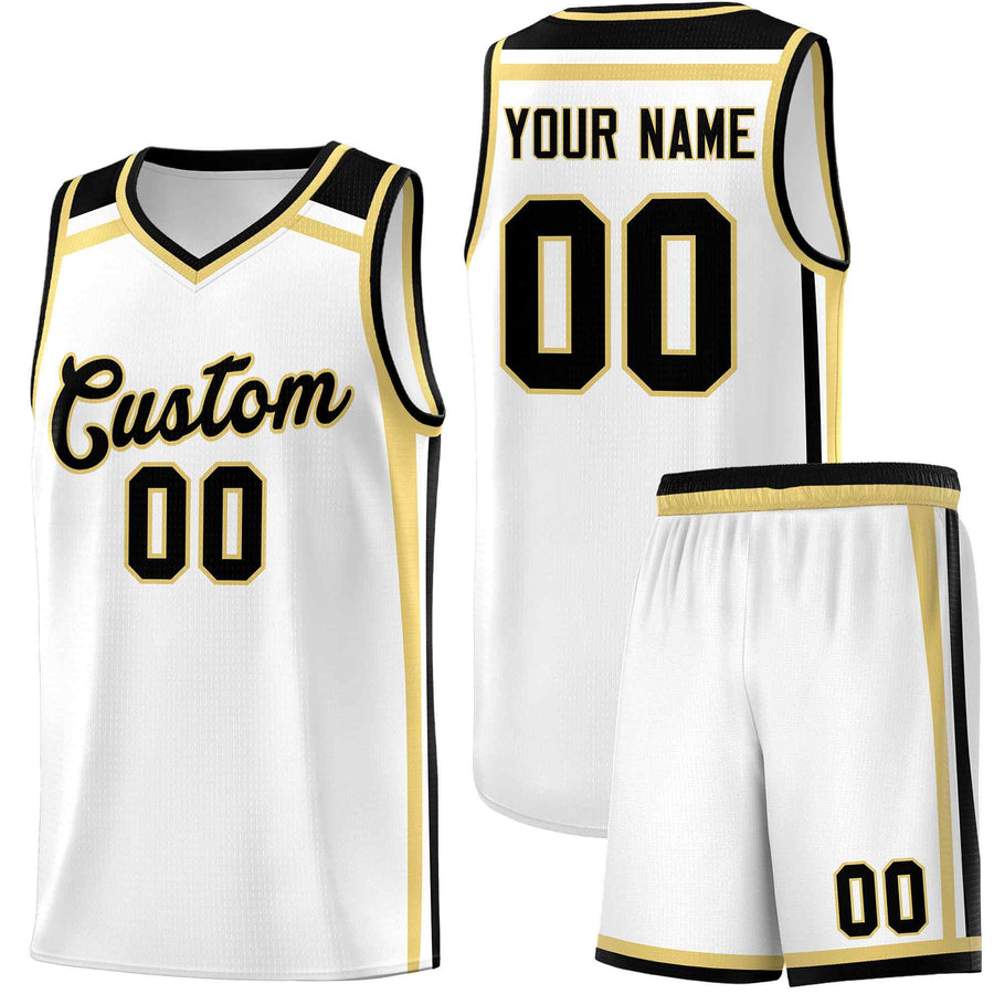Custom White Khaki Black Trendy Color Charge Series Sports Uniform Basketball Jersey | BuyFootballJersey