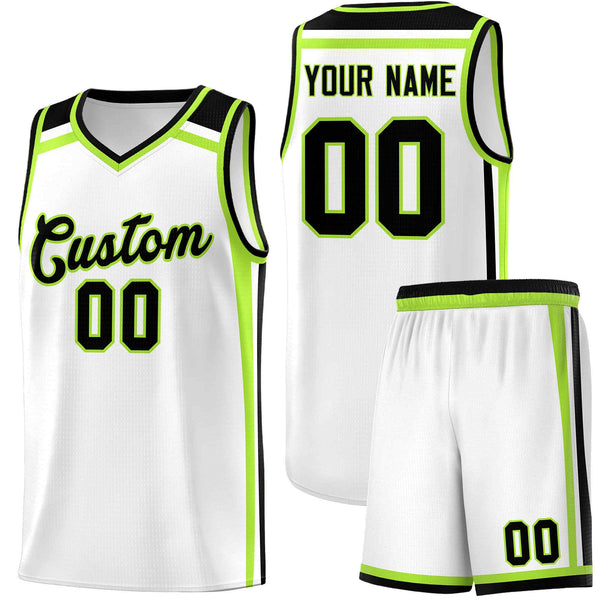 Custom White Black Neon Green Trendy Color Charge Series Sports Uniform Basketball Jersey | BuyFootballJersey