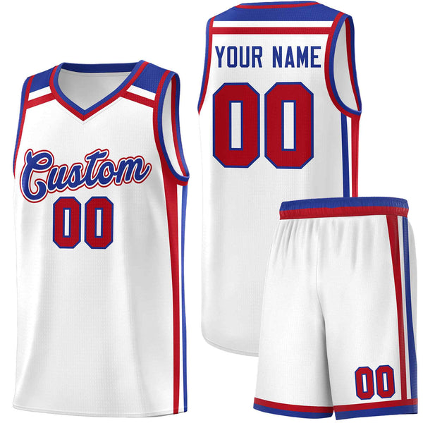 Custom White Royal Blue Red Trendy Color Charge Series Sports Uniform Basketball Jersey | BuyFootballJersey