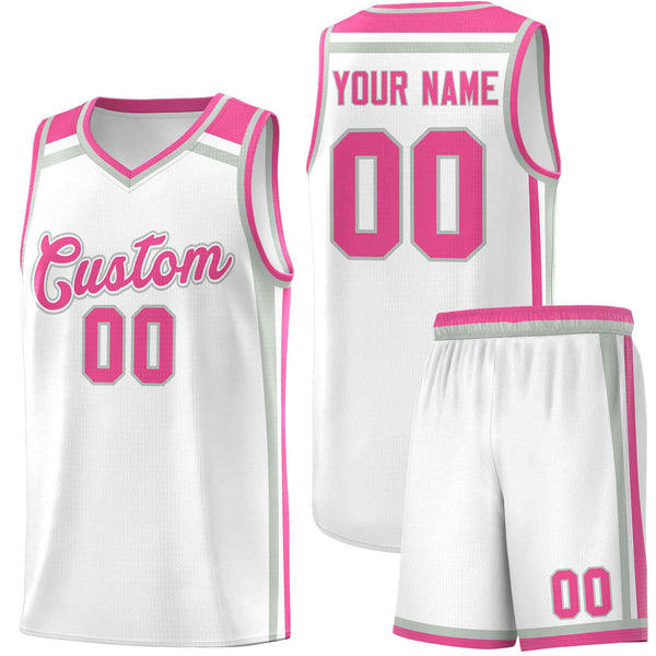 Custom White Gray Pink Trendy Color Charge Series Sports Uniform Basketball Jersey | BuyFootballJersey