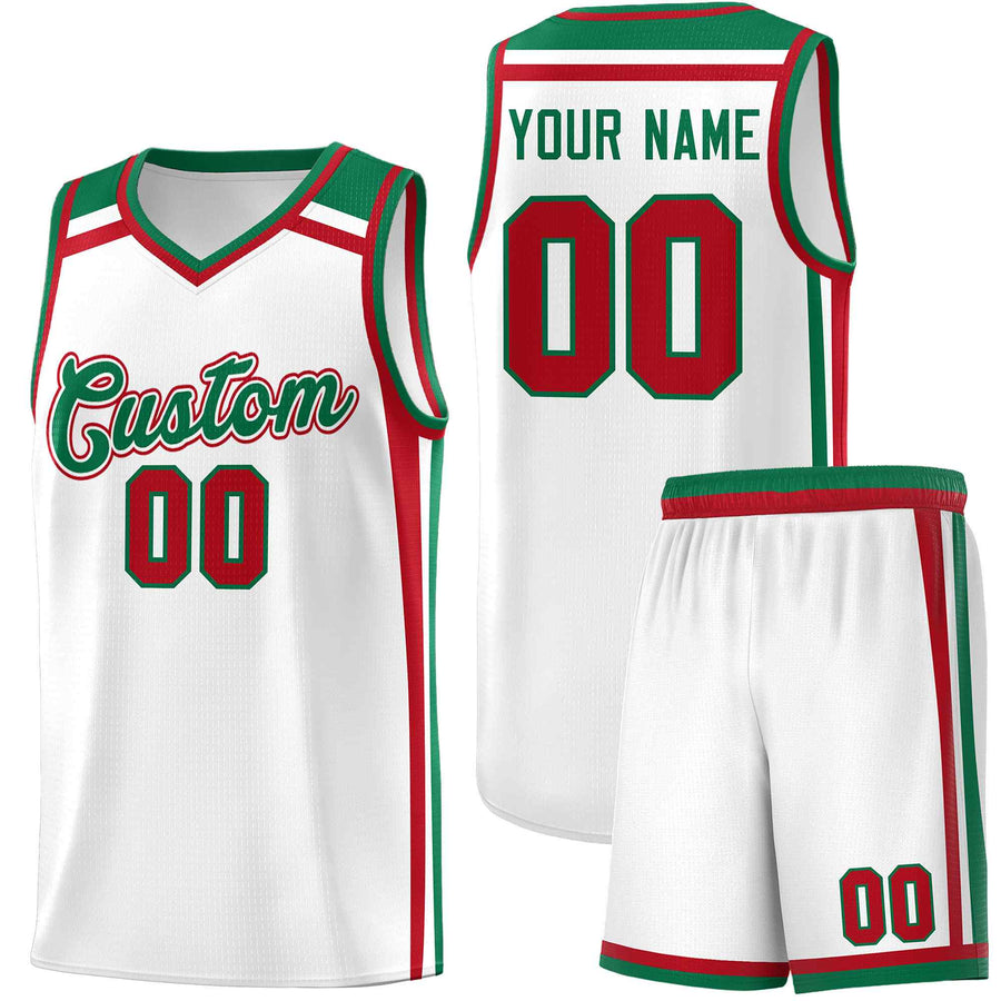 Custom White Kelly Green Red Trendy Color Charge Series Sports Uniform Basketball Jersey | BuyFootballJersey