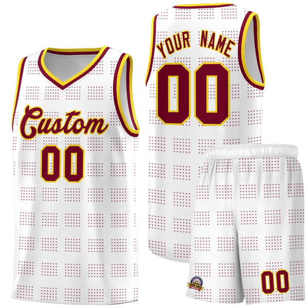 Custom White Crimson Trailblazer Dot Pattern Sports Uniform Basketball Jersey | BuyFootballJersey