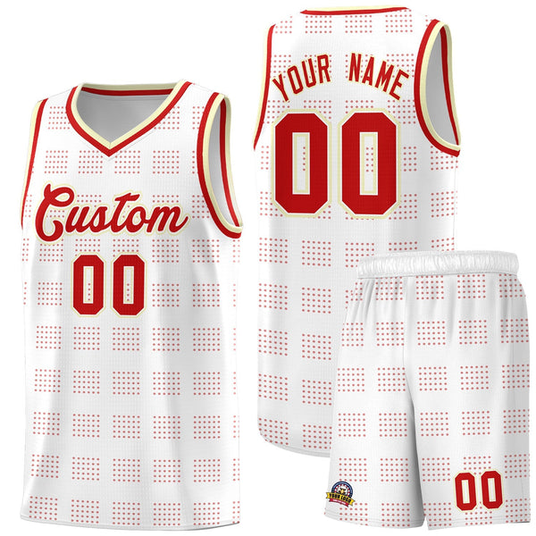 Custom White Red Trailblazer Dot Pattern Sports Uniform Basketball Jersey | BuyFootballJersey