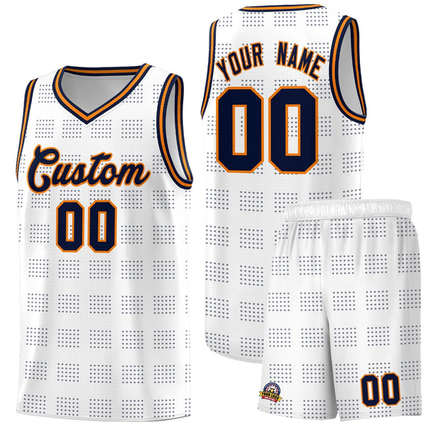 Custom White Navy Trailblazer Dot Pattern Sports Uniform Basketball Jersey | BuyFootballJersey