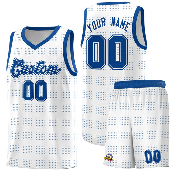 Custom White Royal Trailblazer Dot Pattern Sports Uniform Basketball Jersey | BuyFootballJersey