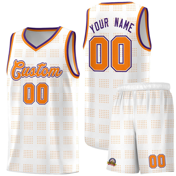 Custom White Orange Trailblazer Dot Pattern Sports Uniform Basketball Jersey | BuyFootballJersey