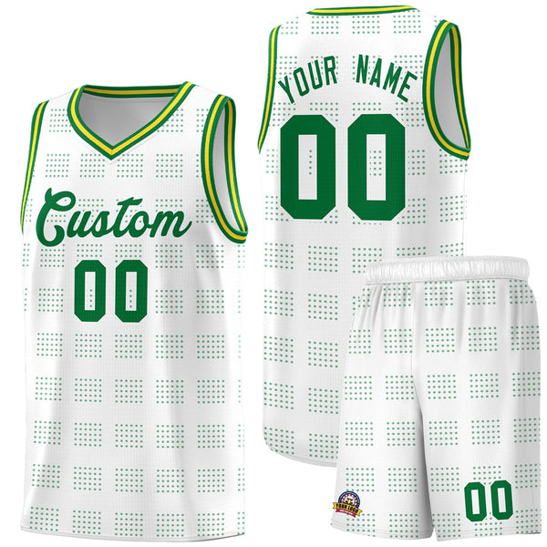 Custom White Kelly Green Trailblazer Dot Pattern Sports Uniform Basketball Jersey | BuyFootballJersey