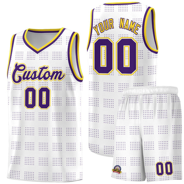 Custom White Purple Trailblazer Dot Pattern Sports Uniform Basketball Jersey | BuyFootballJersey