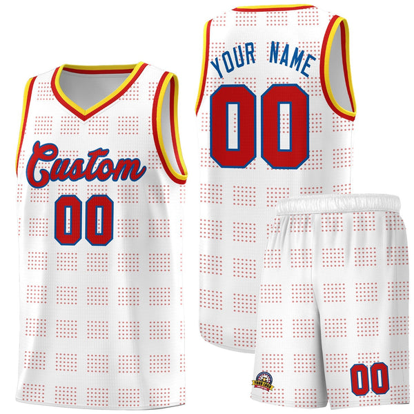 Custom White Red Trailblazer Dot Pattern Sports Uniform Basketball Jersey | BuyFootballJersey