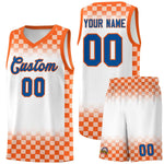 Custom White Orange Classic Plaid Pattern Sports Uniform Basketball Jersey | BuyFootballJersey