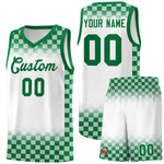 Custom White Kelly Green Classic Plaid Pattern Sports Uniform Basketball Jersey | BuyFootballJersey