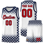 Custom White Navy Classic Plaid Pattern Sports Uniform Basketball Jersey | BuyFootballJersey