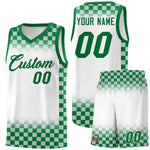 Custom White Kelly Green Classic Plaid Pattern Sports Uniform Basketball Jersey | BuyFootballJersey