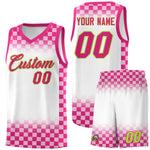 Custom White Pink Classic Plaid Pattern Sports Uniform Basketball Jersey | BuyFootballJersey