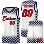 Custom White Navy Classic Plaid Pattern Sports Uniform Basketball Jersey | BuyFootballJersey
