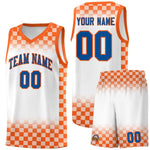 Custom White Orange Classic Plaid Pattern Sports Uniform Basketball Jersey | BuyFootballJersey