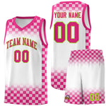 Custom White Pink Classic Plaid Pattern Sports Uniform Basketball Jersey | BuyFootballJersey