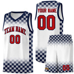 Custom White Navy Classic Plaid Pattern Sports Uniform Basketball Jersey | BuyFootballJersey