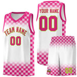 Custom White Pink Classic Plaid Pattern Sports Uniform Basketball Jersey | BuyFootballJersey