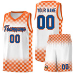 Custom White Orange Classic Plaid Pattern Sports Uniform Basketball Jersey | BuyFootballJersey