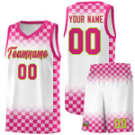 Custom White Pink Classic Plaid Pattern Sports Uniform Basketball Jersey | BuyFootballJersey