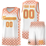Custom White Light Orange Classic Plaid Pattern Sports Uniform Basketball Jersey | BuyFootballJersey