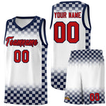 Custom White Navy Classic Plaid Pattern Sports Uniform Basketball Jersey | BuyFootballJersey