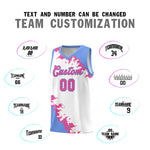 Custom White Light Blue-Pink Sparkle Print Pattern Basketball Kits | BuyFootballJersey