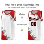 Custom White Red-Silver Gray Sparkle Print Pattern Basketball Kits | BuyFootballJersey
