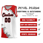 Custom White Red-Silver Gray Sparkle Print Pattern Basketball Kits | BuyFootballJersey