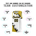 Custom White Old Gold-Black Sparkle Print Pattern Basketball Kits | BuyFootballJersey