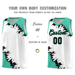 Custom White Black-Bright Green Sparkle Print Pattern Basketball Kits | BuyFootballJersey