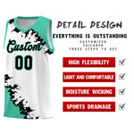 Custom White Black-Bright Green Sparkle Print Pattern Basketball Kits | BuyFootballJersey