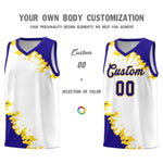 Custom White Royal-Gold Sparkle Print Pattern Basketball Kits | BuyFootballJersey