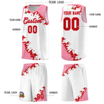 Custom White Light Pink-Red Sparkle Print Pattern Basketball Kits | BuyFootballJersey