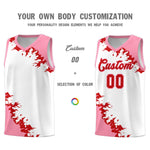 Custom White Light Pink-Red Sparkle Print Pattern Basketball Kits | BuyFootballJersey
