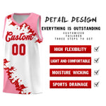 Custom White Light Pink-Red Sparkle Print Pattern Basketball Kits | BuyFootballJersey