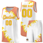 Custom White Light Orange-Gold Sparkle Print Pattern Basketball Kits | BuyFootballJersey