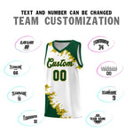 Custom White Green-Old Gold Sparkle Print Pattern Basketball Kits | BuyFootballJersey