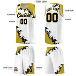Custom White Old Gold-Black Sparkle Print Pattern Basketball Kits | BuyFootballJersey